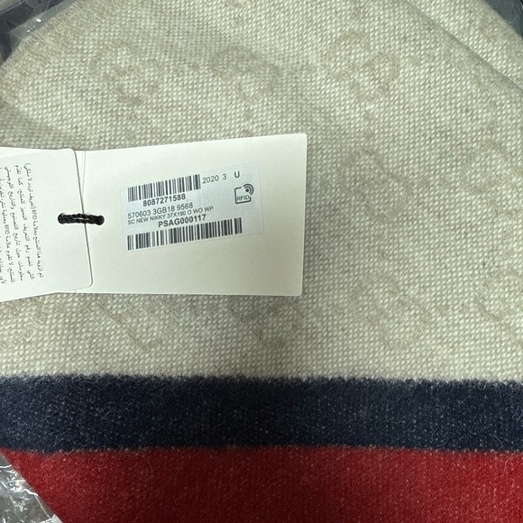 Gucci New Nikky Wool Scarf 37x190 Cm Guccisima GG Logo In Sand Color NWT - Picture 9 of 11